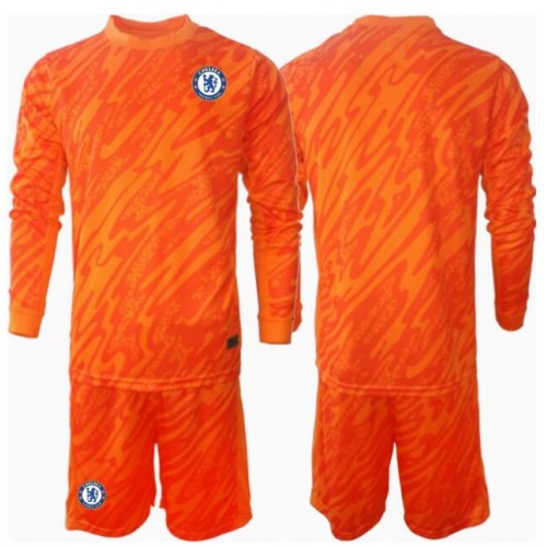 Fotballdrakt Barn Chelsea Keeper Hjemmedraktsett 2024-25 Langermet (+ Korte bukser)
